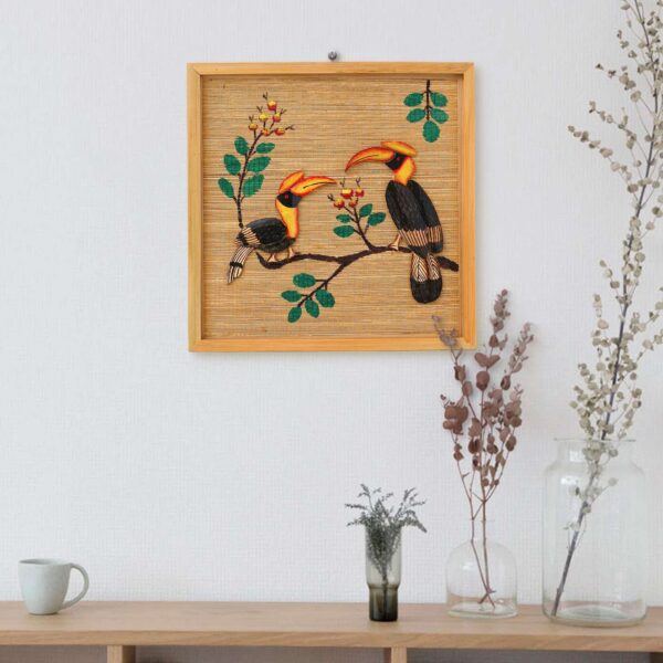 Bamboo Art Couple Hornbill Painting For Home D?cor | Bamboo Art Gift For Multiple Occasions